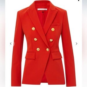 Veronica Beard Miller Dickey Jacket Blazer Flame Red with Gold Buttons